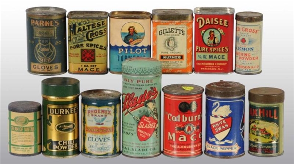 LOT OF 13: SPICE TINS.                            