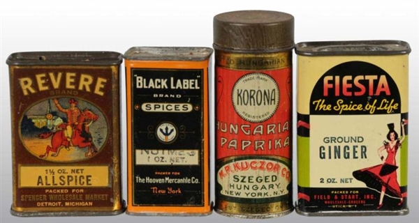 LOT OF 4: SPICE TINS.                             