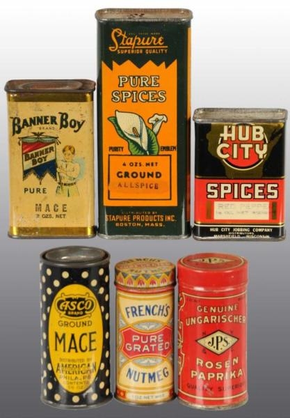 LOT OF 6: SPICE TINS.                             