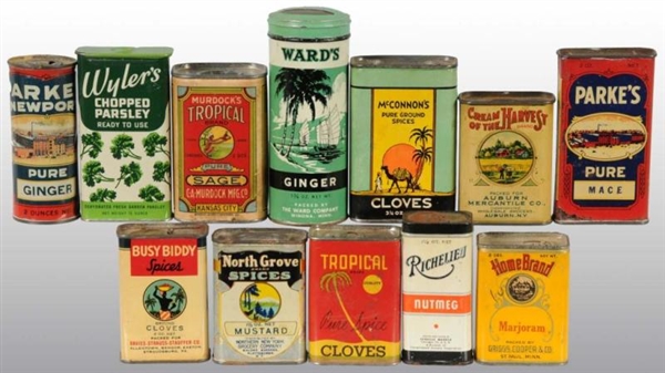 LOT OF 12: SPICE TINS.                            