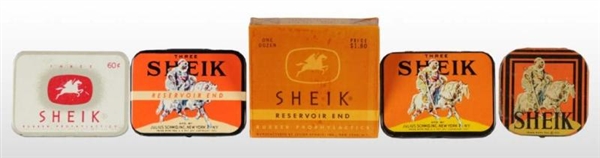 LOT OF 5: SHEIK CONDOM CONTAINERS.                