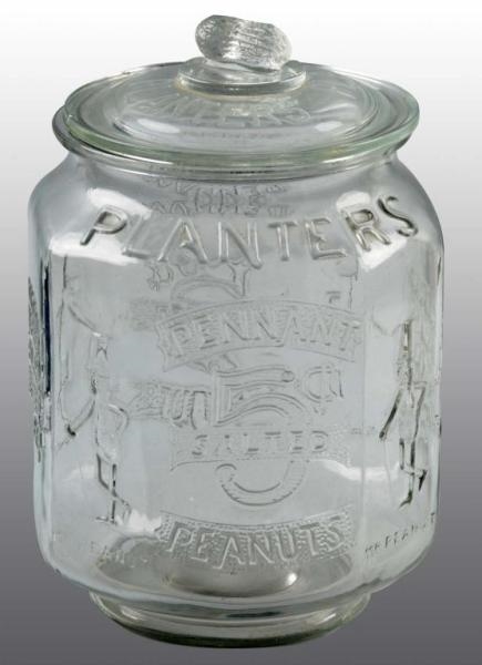 GLASS PLANTERS PEANUT 5-CENT DISPLAY JAR.         