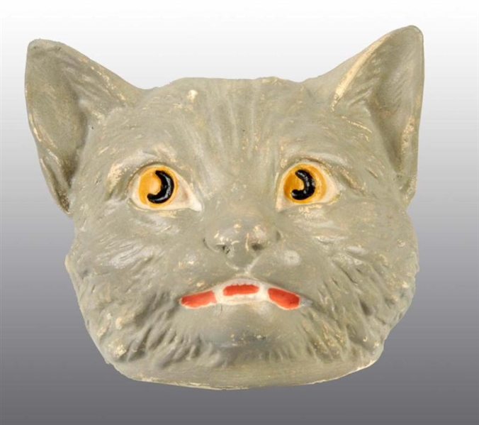 CERAMIC HALLOWEEN GRAY CAT HEAD CANDY CONTAINER.  