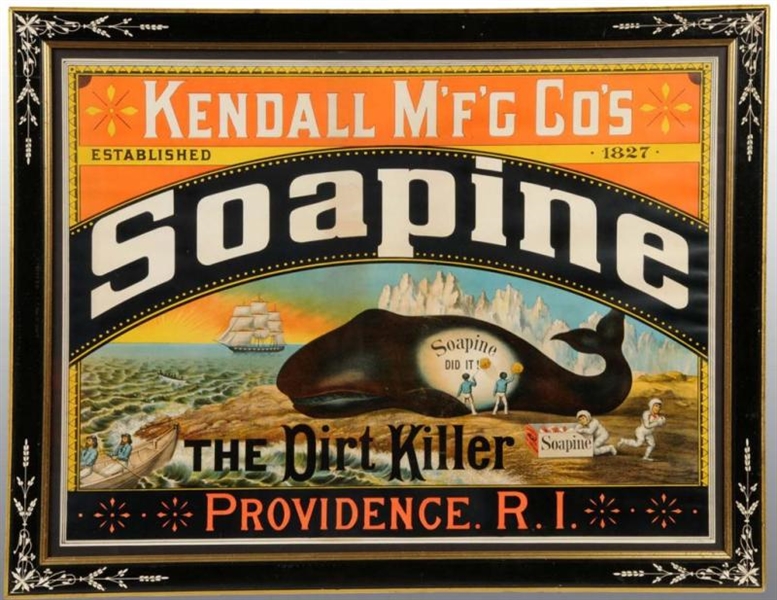 EARLY PAPER LITHOGRAPH SOAPINE SOAP SIGN.         