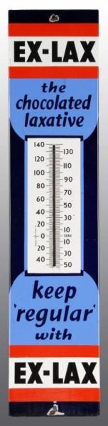 PORCELAIN EX LAX ADVERTISING THERMOMETER.         
