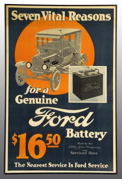 FORD AUTOMOBILE BATTERY ADVERTISING POSTER.       