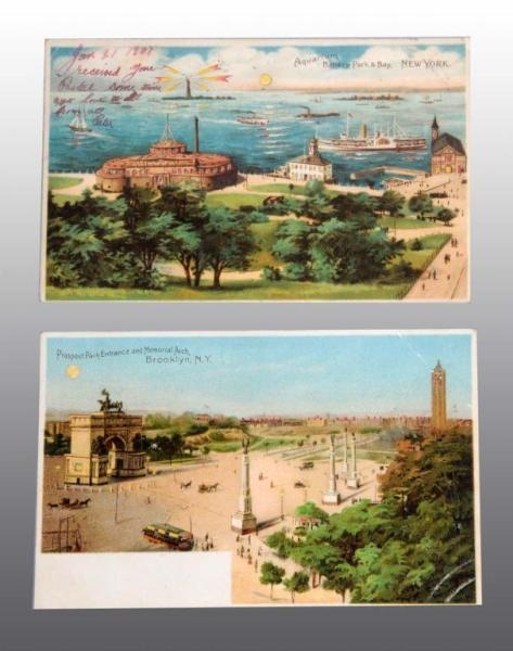 LOT OF 2: NEW YORK HOLD TO LIGHT POSTCARDS.       