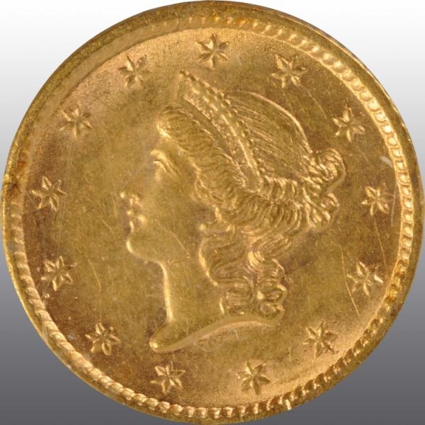 1853 GOLD DOLLAR PIECE.                           