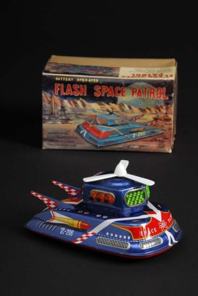 TIN FLASH SPACE PATROL BATTERY-OPERATED TOY.      