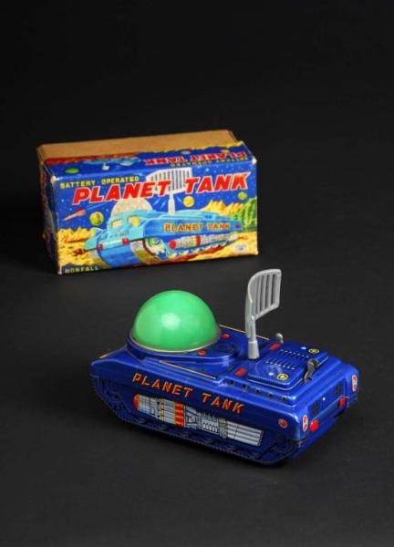TIN PLANET TANK BATTERY-OPERATED TOY.             