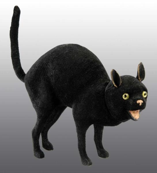 GERMAN HALLOWEEN BLACK VELVET CAT CANDY CONTAINER 
