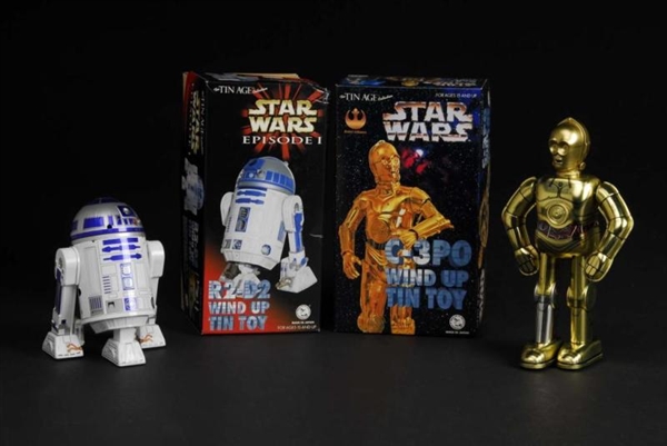 LOT OF 2: TIN STAR WARS C-3PO & R2-D2 TOYS.       