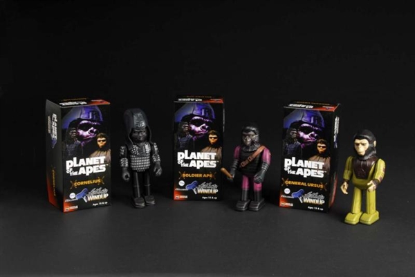 LOT OF 3: TIN PLANET OF THE APES WIND-UP TOYS.    