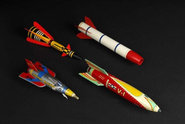 LOT OF 4: SPACE ROCKET TOYS.                      