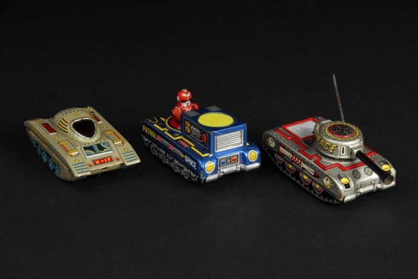 LOT OF 3: SPACE TANK TOYS.                        