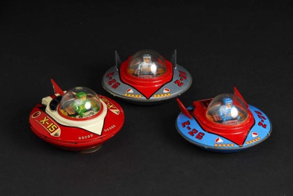 LOT OF 3: FLYING SAUCER TOYS.                     