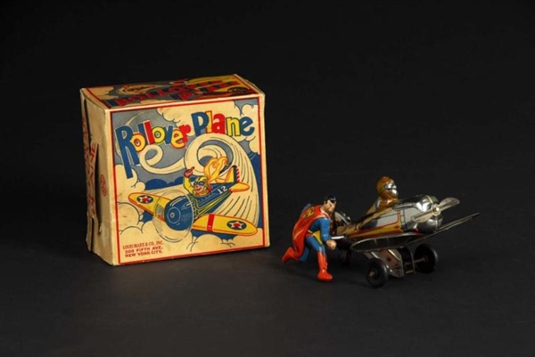 TIN MARX SUPERMAN ROLLOVER PLANE WIND-UP TOY.     
