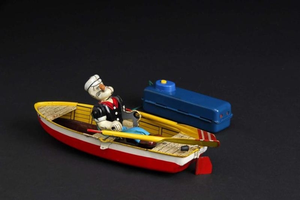 TIN LINEMAR POPEYE ROWBOAT BATTERY-OPERATED TOY.  
