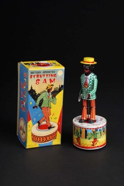 TIN STRUTTING SAM BATTERY-OPERATED TOY.           