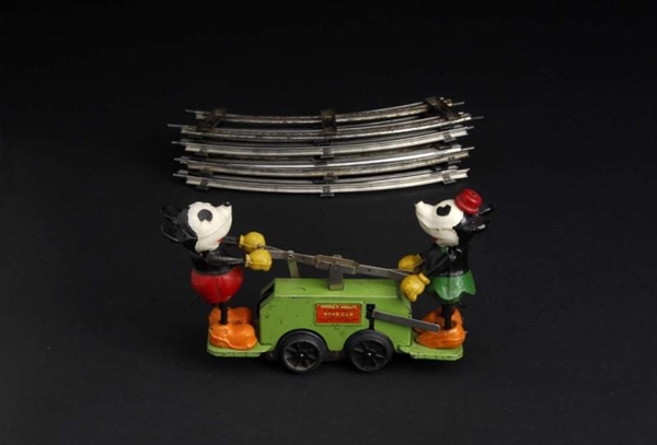 TIN LIONEL DISNEY MICKEY MOUSE HANDCAR TOY.       