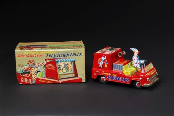 TIN AMERICAN CIRCUS TELEVISION BATTERY-OP TOY.    