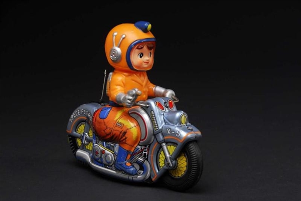 TIN X-5 SPACE PATROL MOTORCYCLE FRICTION TOY.     