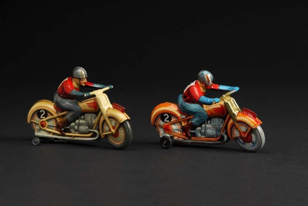 LOT OF 2: TIN TECHNOFIX MOTORCYCLE WIND-UP TOY.   