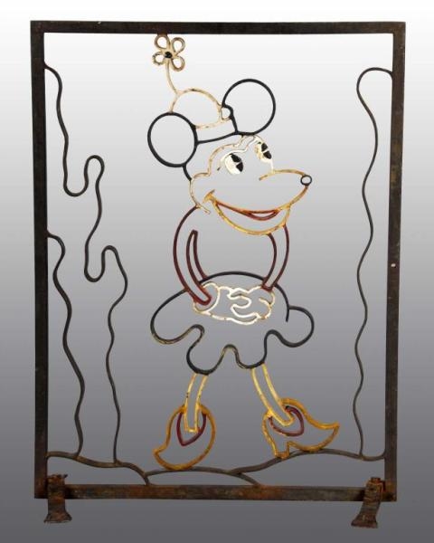 CAST IRON MINNIE MOUSE FIRE SCREEN.               