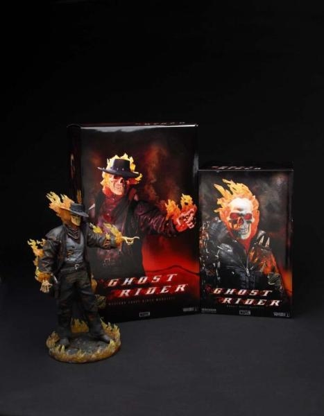 LOT OF 2: SIDESHOW GHOST RIDER STATUES.           