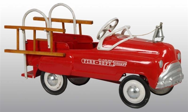 PRESSED STEEL CITY FIRE TRUCK PEDAL CAR TOY.      
