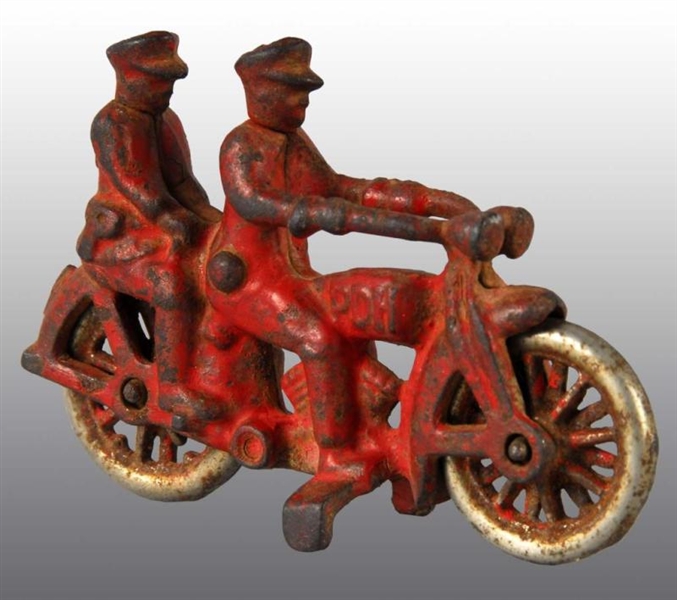CAST IRON PDH TANDEM MOTORCYCLE TOY.              