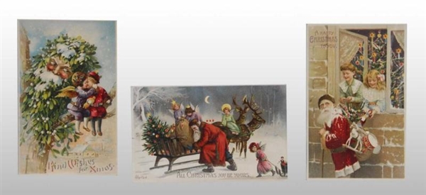 LOT OF 3: HOLD TO THE LIGHT CHRISTMAS POSTCARDS.  