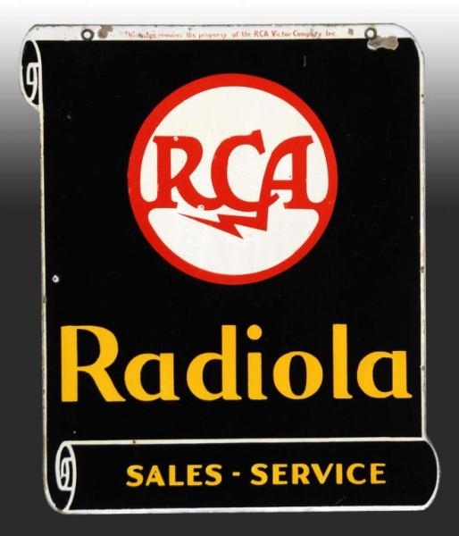 PORCELAIN RCA RADIOLA SALES & SERVICE SIGN.       
