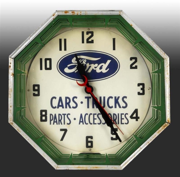 ELECTRIC FORD OCTAGONAL NEON LIGHT-UP CLOCK.      