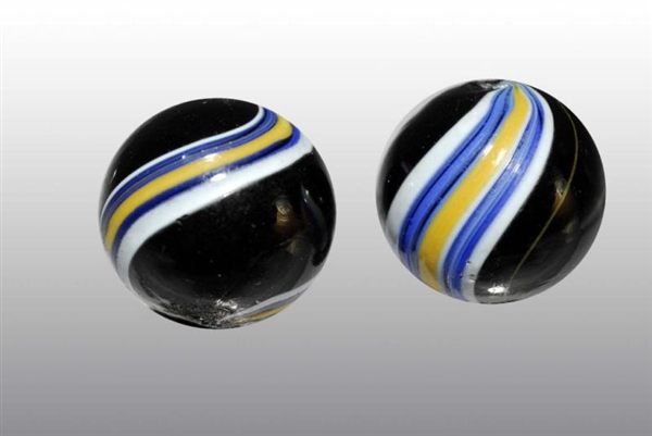 PAIR OF SAME CANE PRECISION BANDED INDIAN MARBLES 
