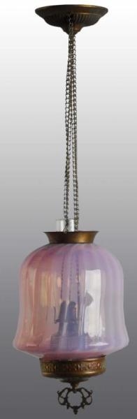 VICTORIAN PURPLE GLASS KEROSENE HALL LAMP.        