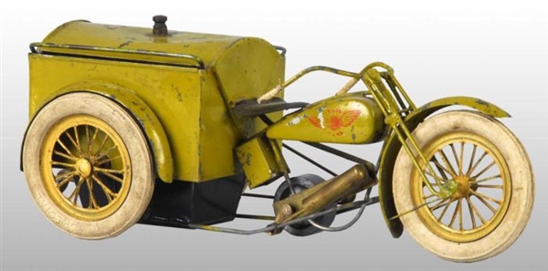 TIN LIVE STEAM MOTORCYCLE TOY.                    