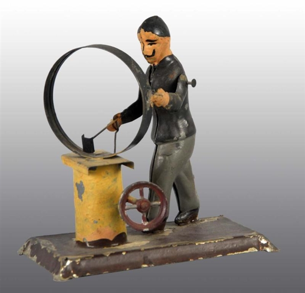 TIN HAND-PAINTED STEAM ACCESSORY WHEELWRIGHT TOY. 