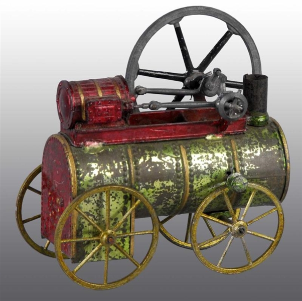 EARLY TIN WIND-UP PORTABLE STEAM ENGINE TOY.      