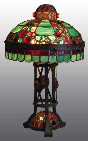AUSTRIAN STAINED GLASS TABLE LAMP.                