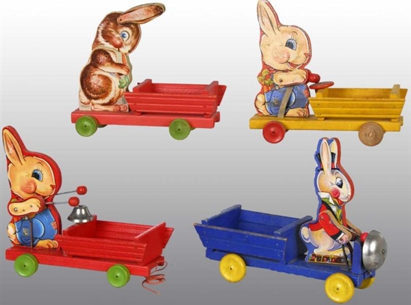 LOT OF 4: FISHER PRICE EASTER RABBIT CART TOYS.   