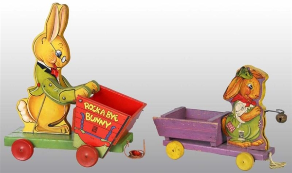 LOT OF 2: FISHER PRICE EASTER RABBIT CART TOYS.   