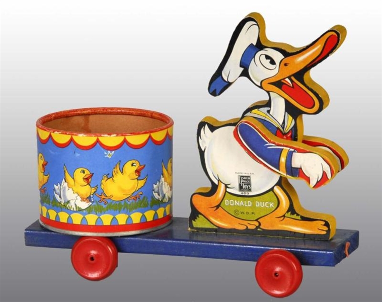 FISHER PRICE NO. 469 DONALD DUCK CHICK CART TOY.  