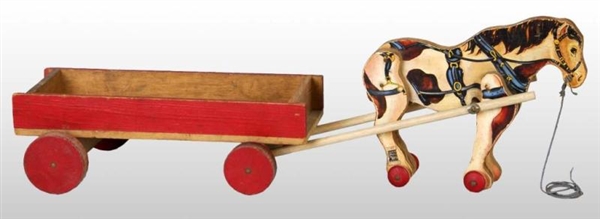 FISHER PRICE NO. 605 HORSE & WAGON TOY.           