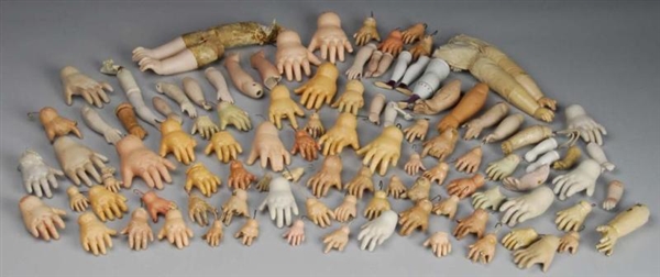 LARGE LOT OF ANTIQUE FRENCH & GERMAN DOLL HANDS.  