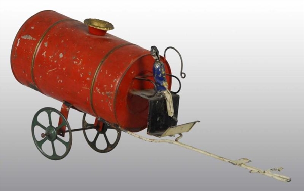 HAND-PAINTED HORSE-DRAWN WATER TANK TOY.          