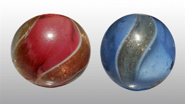 LOT OF 2: RIBBON CORE LUTZ MARBLES.               