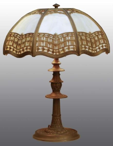 SLAG GLASS BRADLEY & HUBBARD LAMP.                