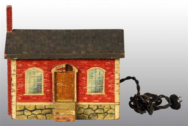 HAND-CARVED WOODEN MINIATURE POWER HOUSE.         