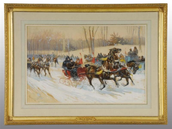 "SLEIGHING IN CENTRAL PARK" BY THURE DE THULSTRUP 